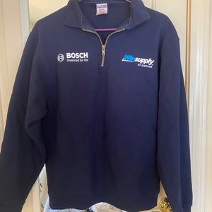 navy blue half zip up sweatshirt